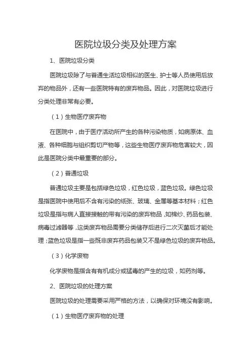 医院垃圾分类及处理方案