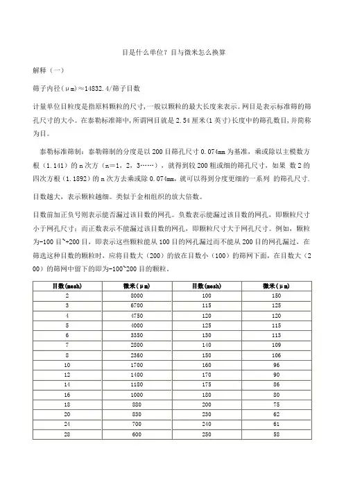 目与微米怎么换算