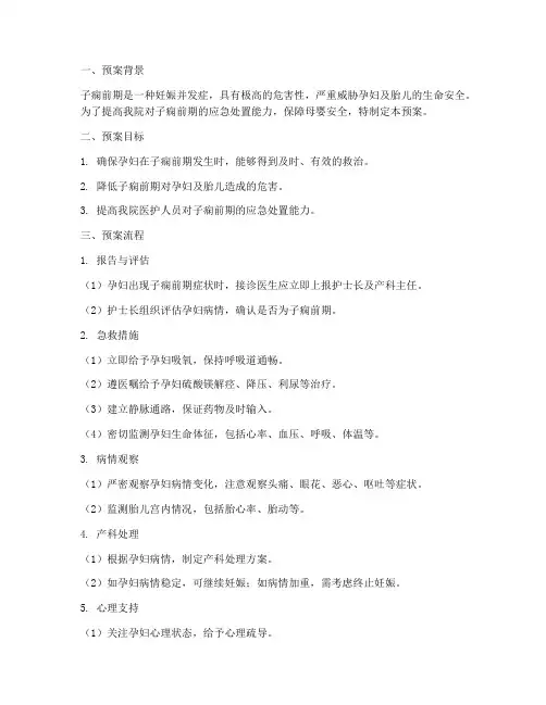 子痫前期应急预案流程