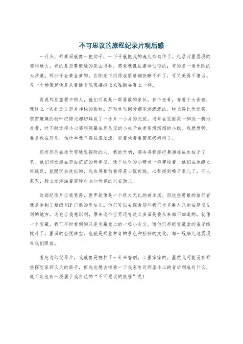 不可思议的旅程纪录片观后感
