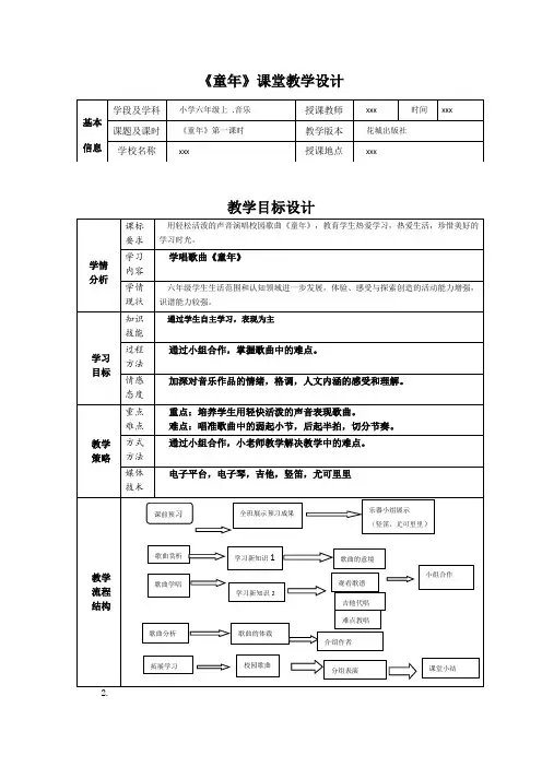 小学音乐课歌曲《童年》教学设计