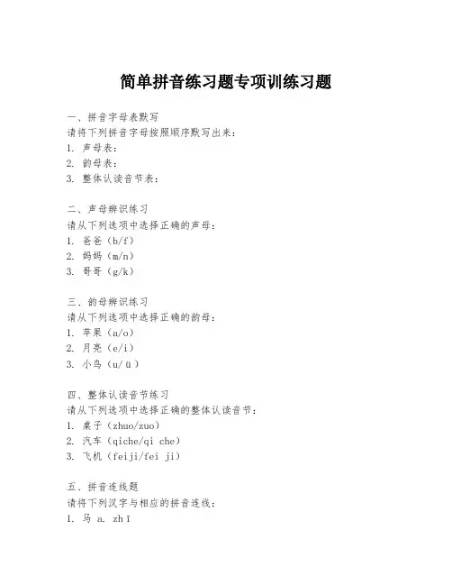 简单拼音练习题专项训练习题