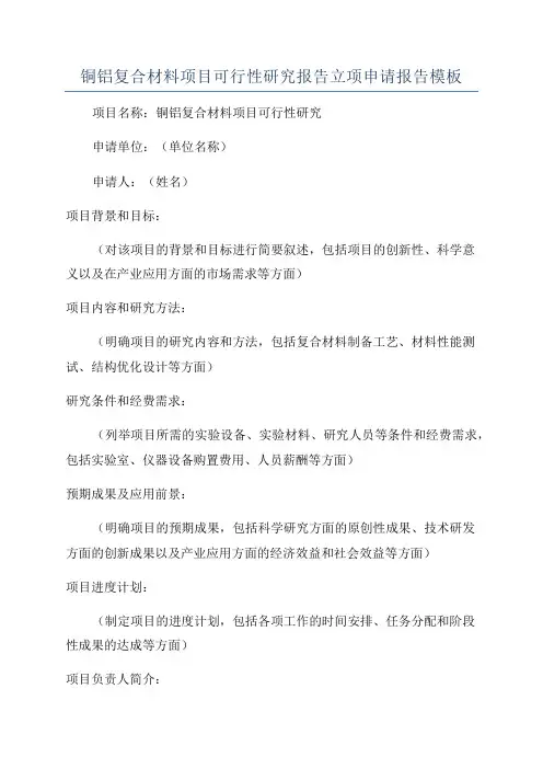 铜铝复合材料项目可行性研究报告立项申请报告模板