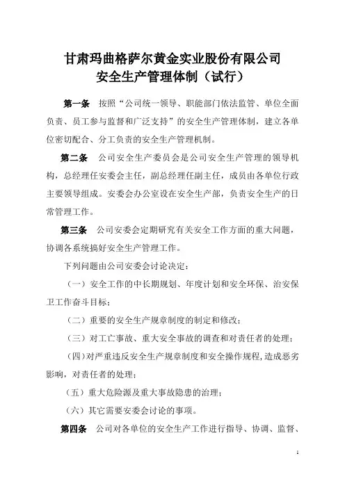02-格萨尔黄金实业股份有限公司安全生产管理体制