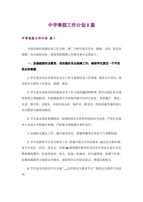 中学寒假工作计划8篇