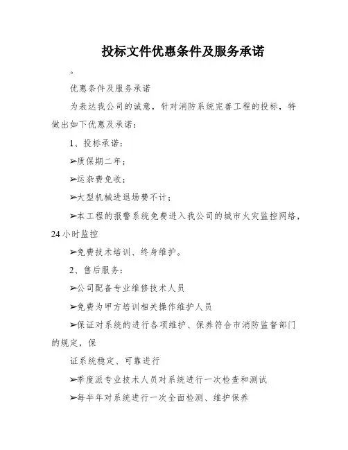 投标文件优惠条件及服务承诺