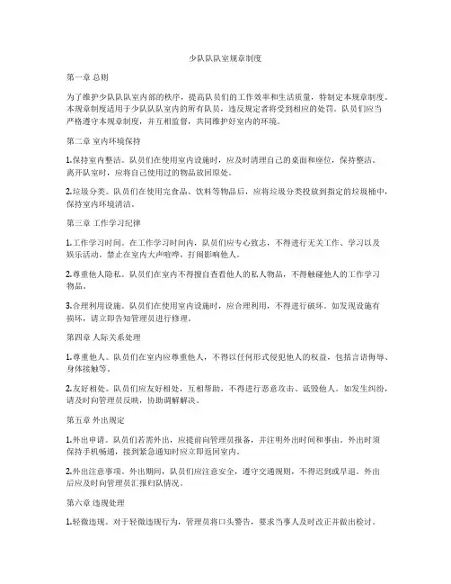 少队队队室规章制度