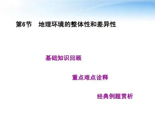 【高考教练】2012届高考地理一轮复习 第四单元第6节地理环境的整体性和差异性精品课件 人教版