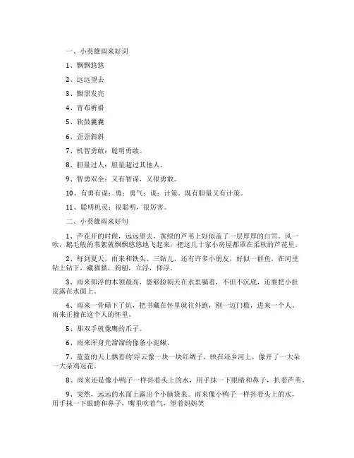 小英雄雨来好词好句总结