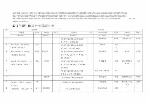 N1N4能级护士培训计划