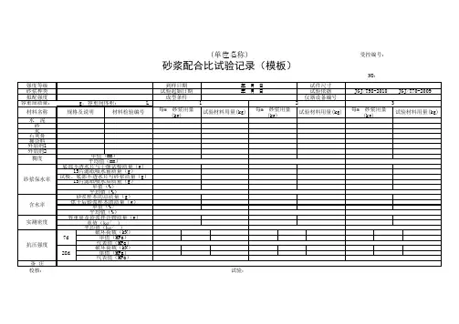 砂浆配合比试验记录(模板)