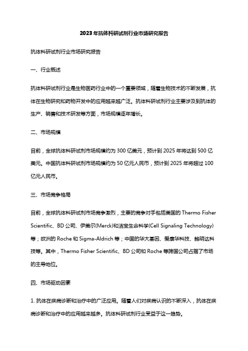 2023年抗体科研试剂行业市场研究报告