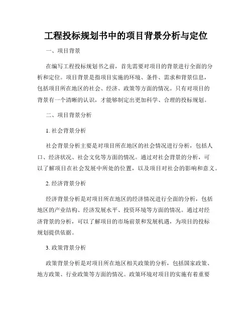 工程投标规划书中的项目背景分析与定位
