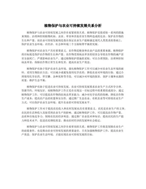植物保护与农业可持续发展关系分析
