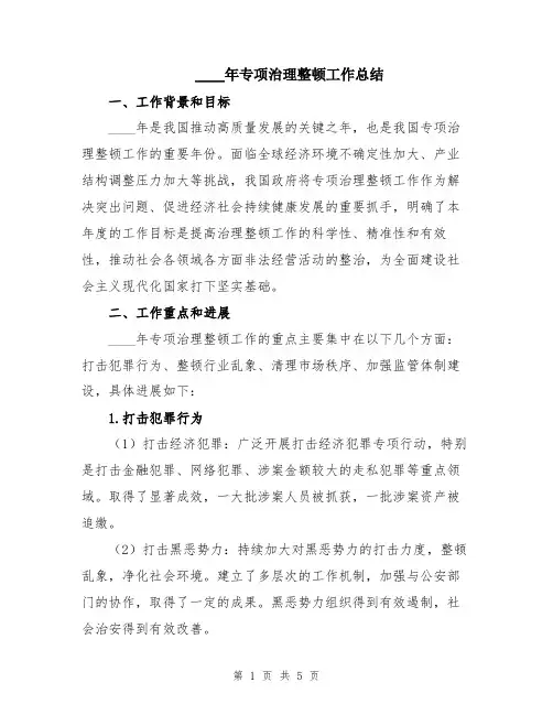 2024年专项治理整顿工作总结
