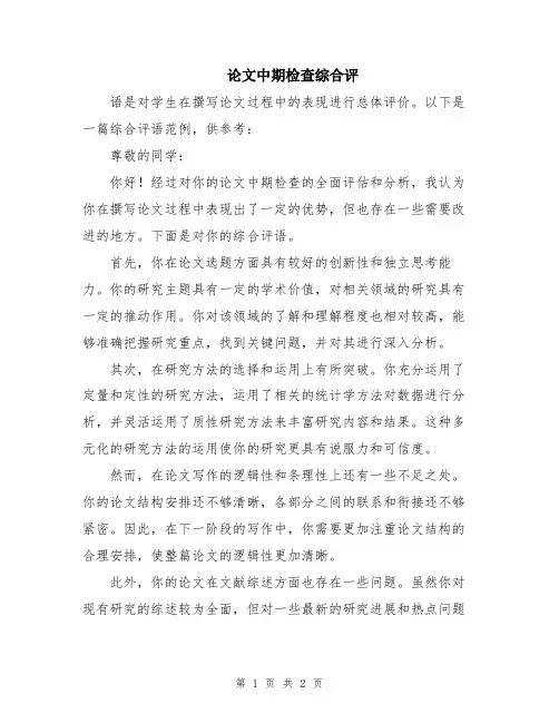 论文中期检查综合评
