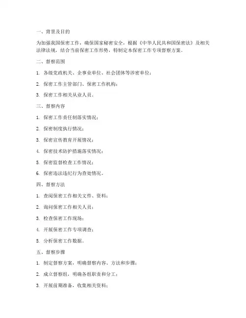 保密工作专项督察方案