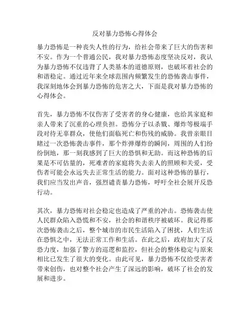 反对暴力恐怖心得体会
