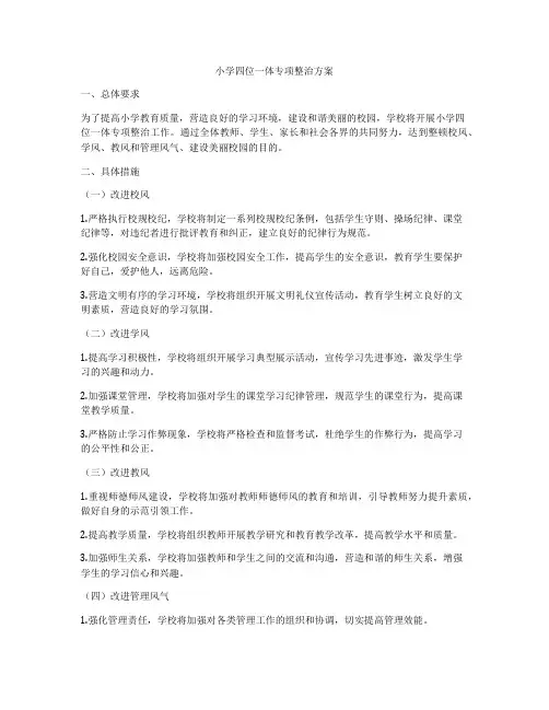 小学四位一体专项整治方案