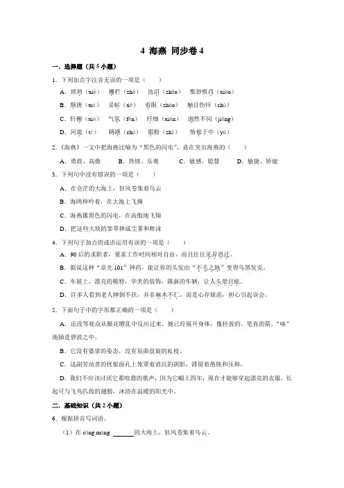 部编版语文九年级下册 4 海燕
