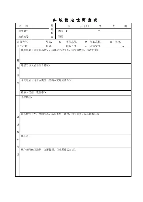 斜 坡 稳 定 性 调 查 表2