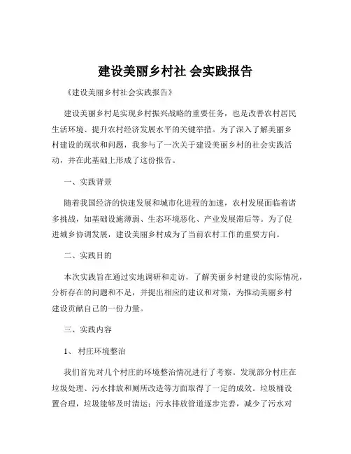 建设美丽乡村社 会实践报告