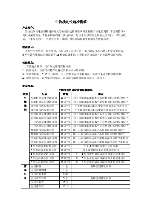 生物战剂快速检测箱