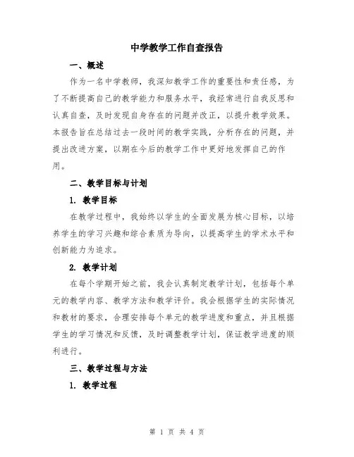 中学教学工作自查报告