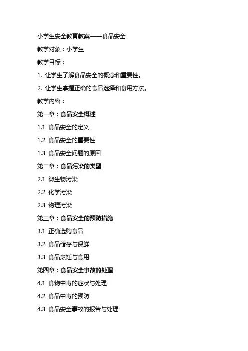 小学生安全教育教案食品安全