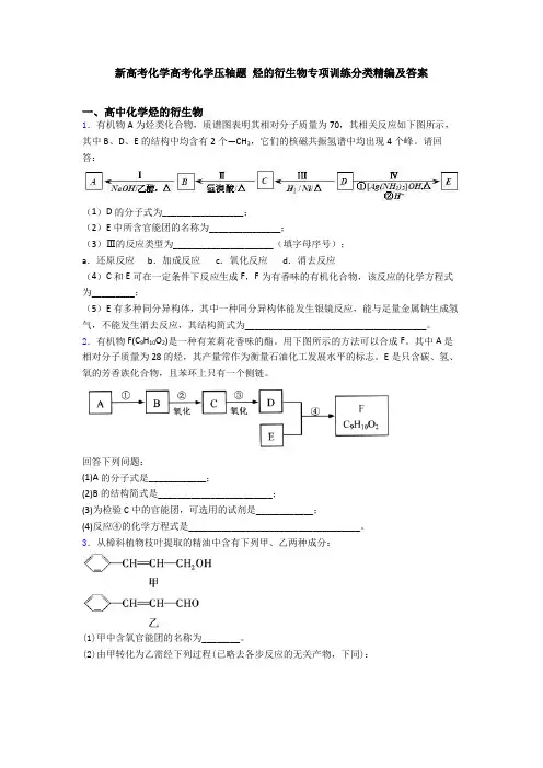 新高考化学高考化学压轴题 烃的衍生物专项训练分类精编及答案
