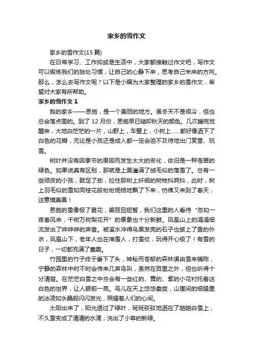 家乡的雪作文
