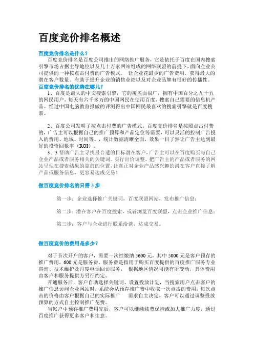 百度竞价排名概述