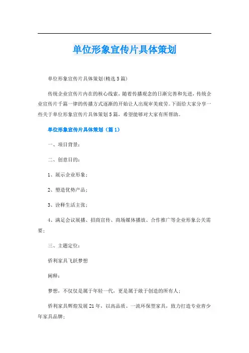 单位形象宣传片具体策划