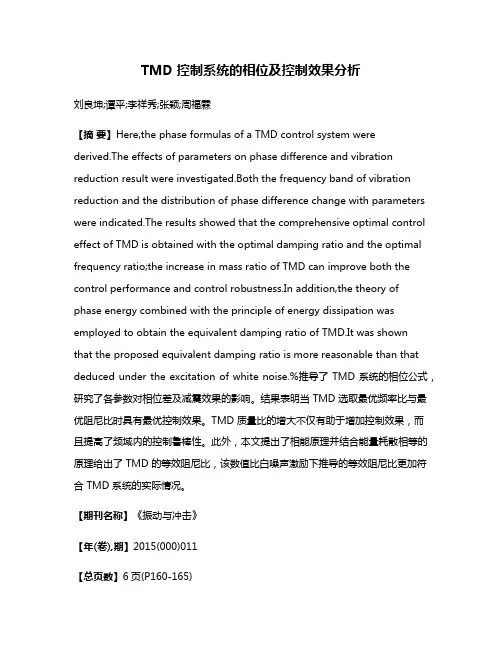 TMD 控制系统的相位及控制效果分析