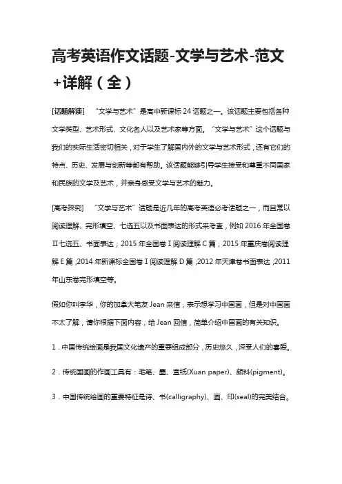 高考英语作文话题-文学与艺术-范文+详解(全)