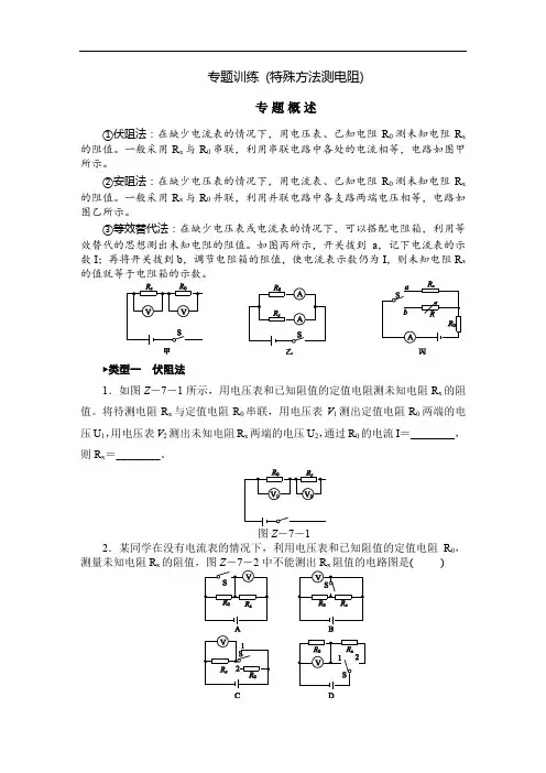 专题训练(七)[特殊方法测电阻]