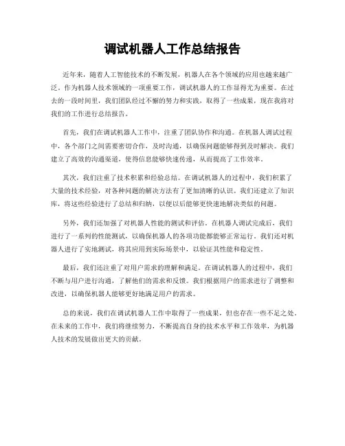 调试机器人工作总结报告