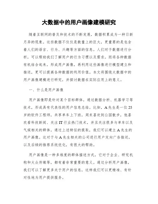 大数据中的用户画像建模研究