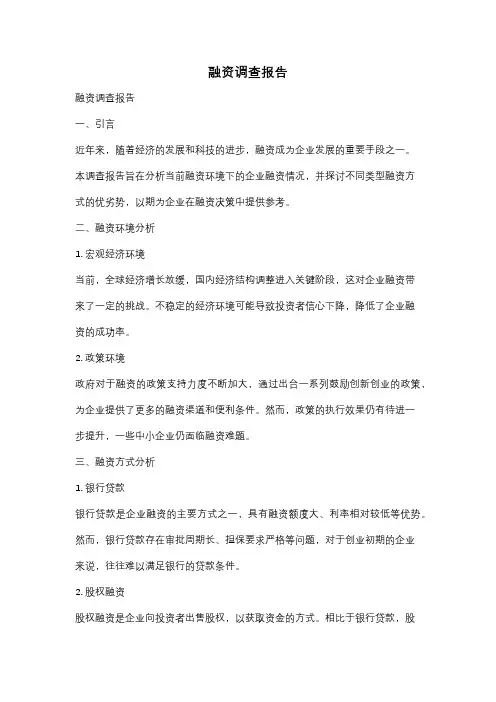 融资调查报告