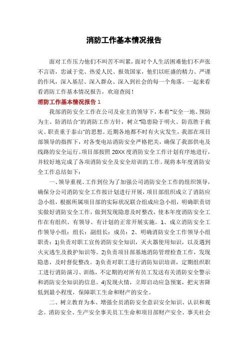 消防工作基本情况报告