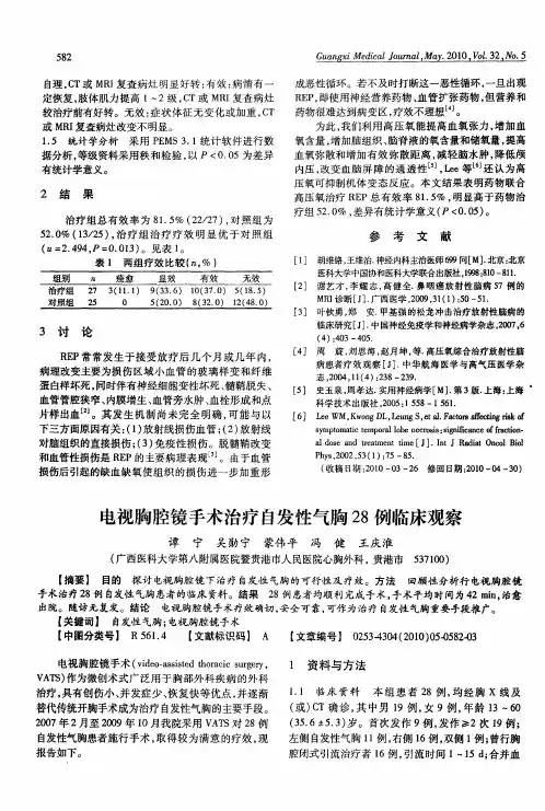 电视胸腔镜手术治疗自发性气胸28例临床观察