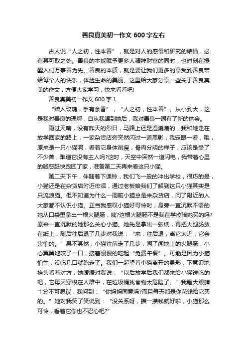 善良真美初一作文600字左右