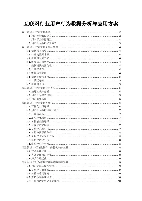 互联网行业用户行为数据分析与应用方案
