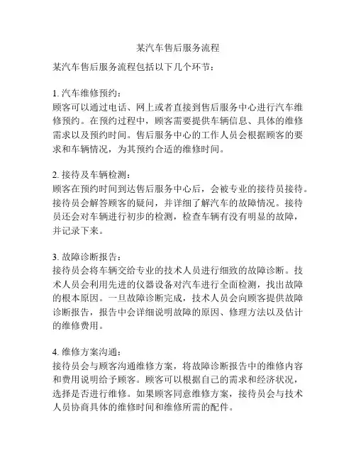 某汽车售后服务流程