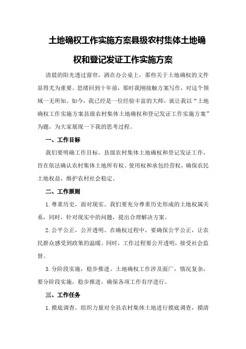 土地确权工作实施方案县级农村集体土地确权和登记发证工作实施方案