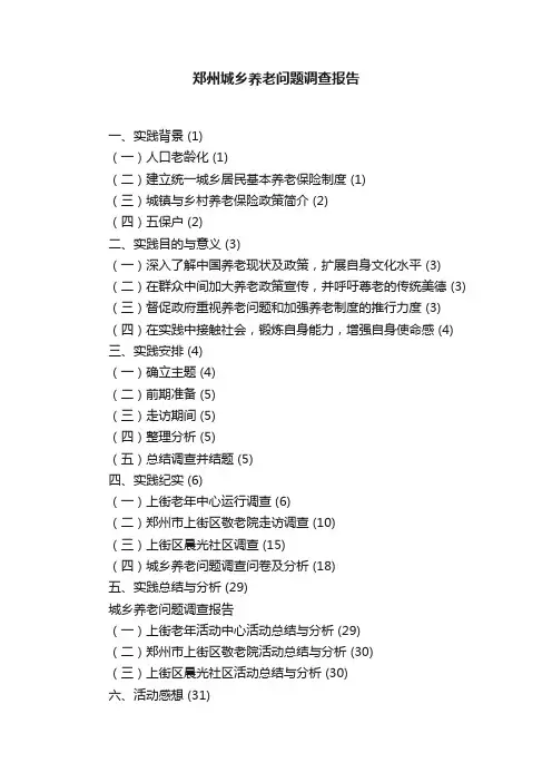 郑州城乡养老问题调查报告