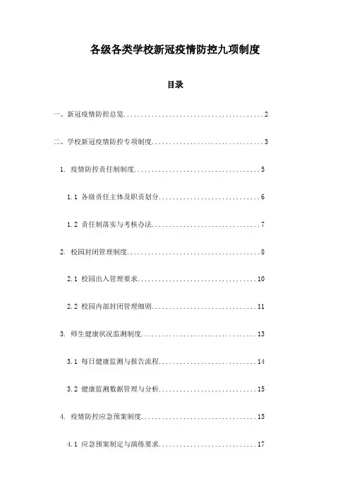 各级各类学校新冠疫情防控九项制度