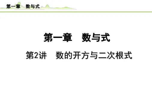 2024年中考数学复习课件---第2讲+数的开方与二次根式