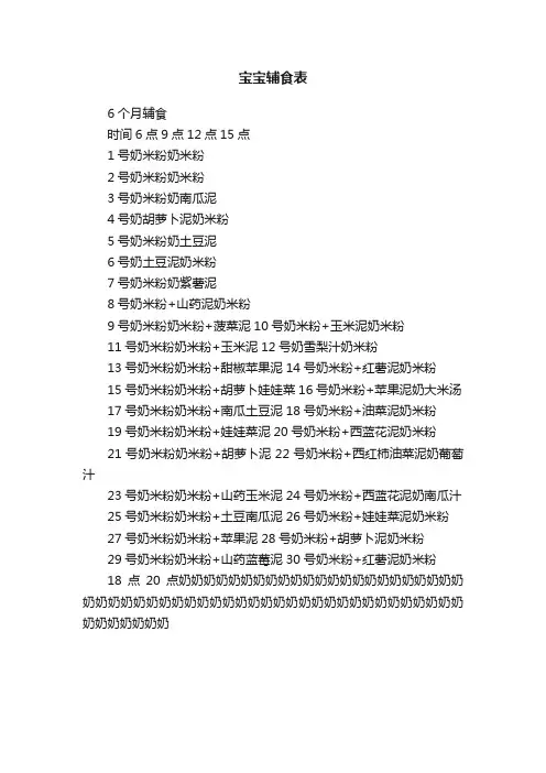 宝宝辅食表