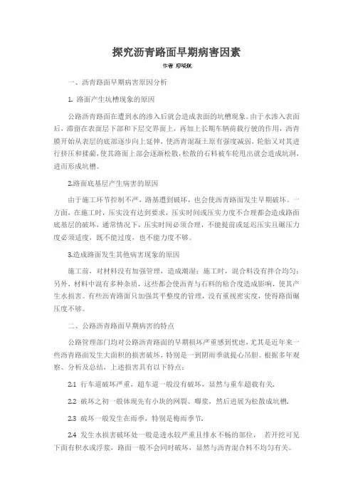 探究沥青路面早期病害因素